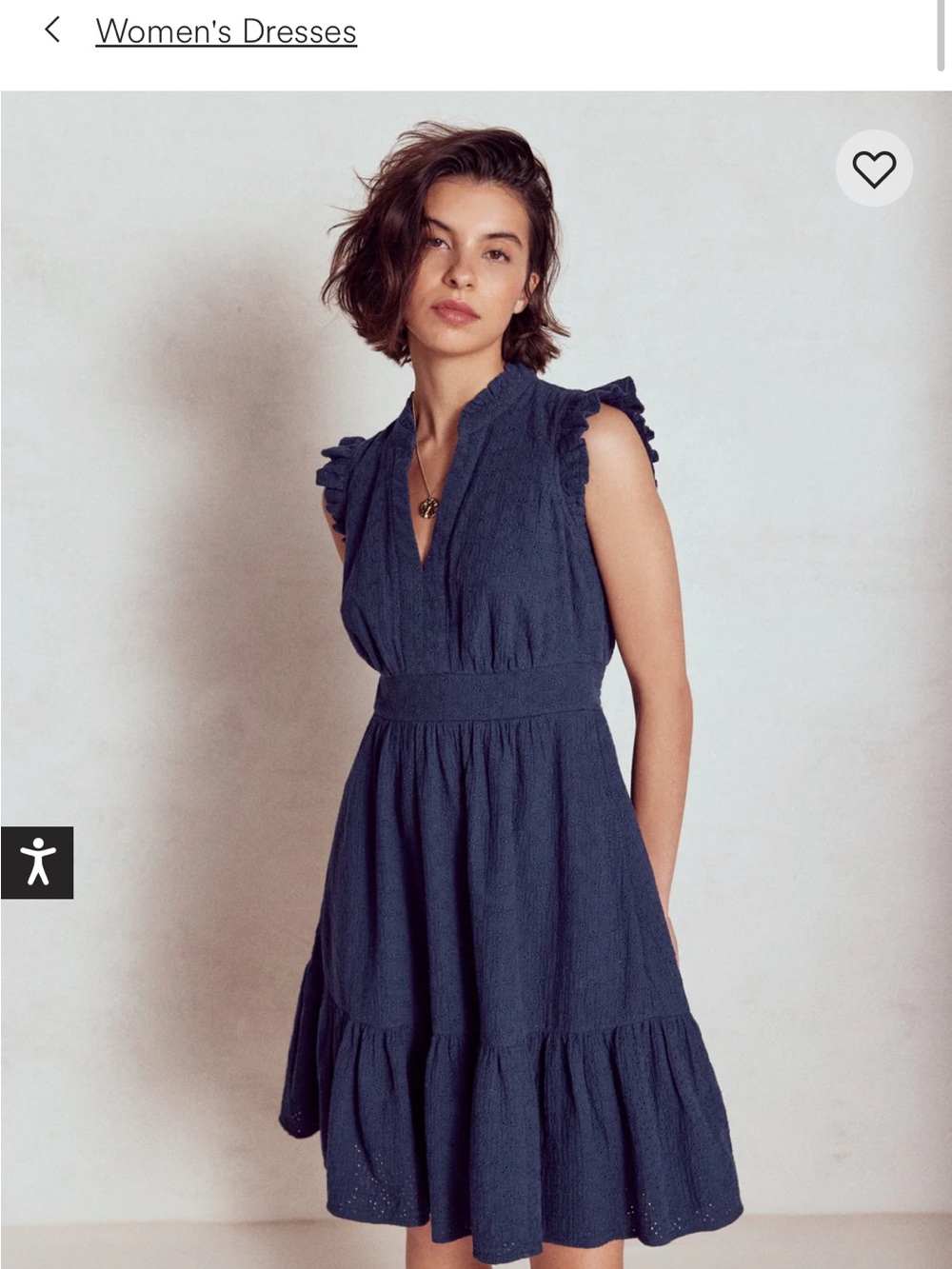 Boden Navy Ruffled V-Neck Tiered Mini Dress